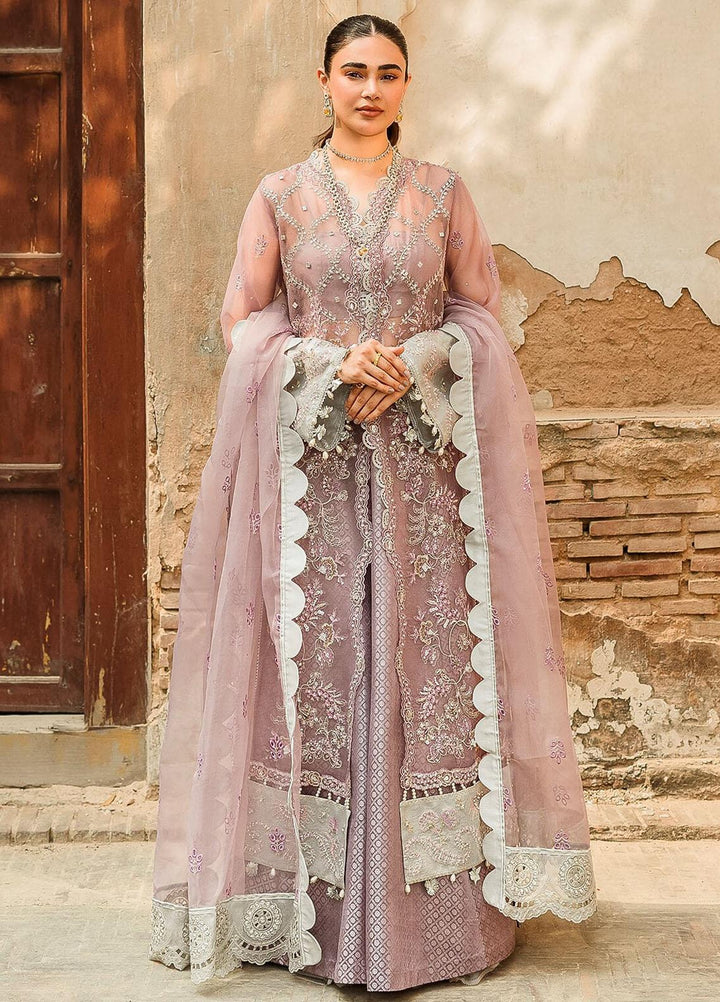 Trousseau By Vitalia Embroidered Organza Suits Unstitched 4 Piece VT22T Heather - Wedding Collection