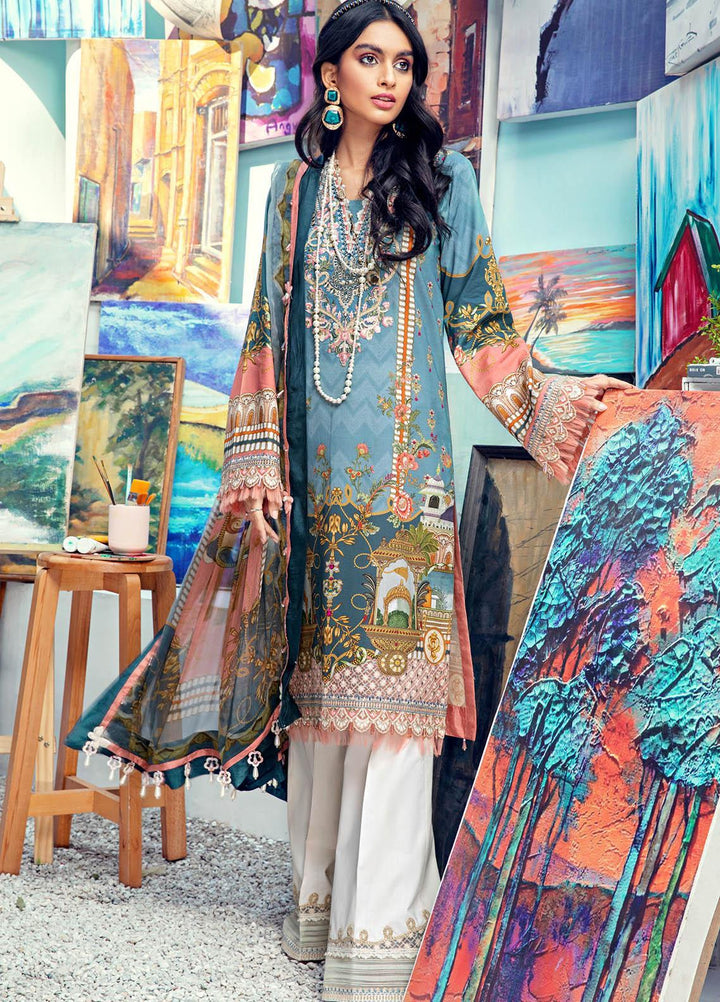 Anaya By Kiran Chaudhry Embroidered Lawn Suits Unstitched 3 Piece AK21VL VL21-03-B NORA - Summer Collection