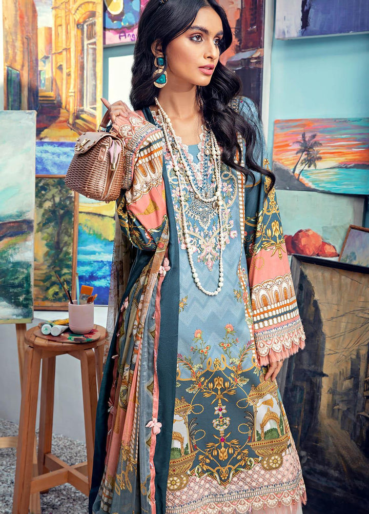 Anaya By Kiran Chaudhry Embroidered Lawn Suits Unstitched 3 Piece AK21VL VL21-03-B NORA - Summer Collection