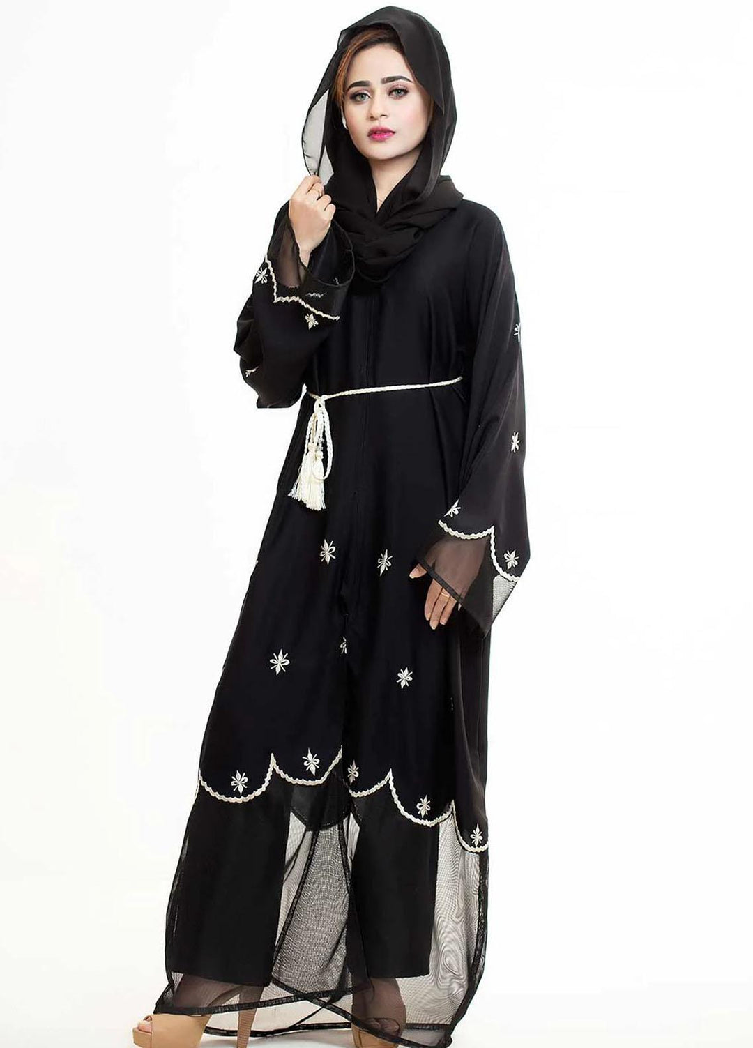 Abaya pk Nida Pret Abaya ABA22VG MODERN EMBROIDERED NET