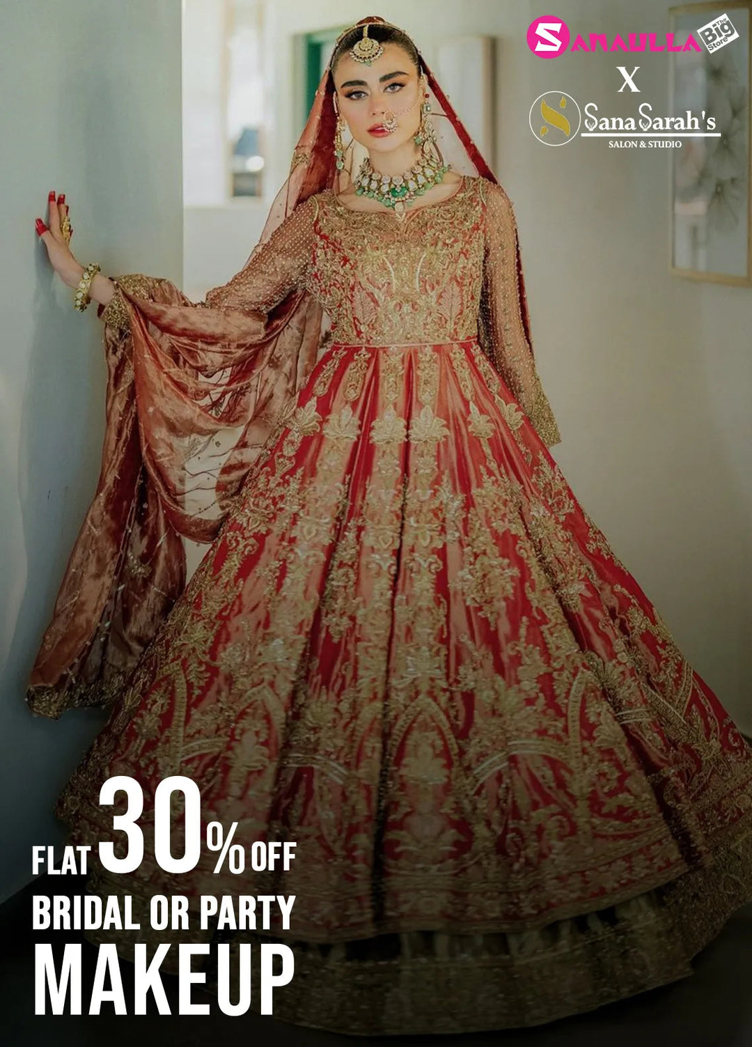 Voucher 1 Bridal OR Party makeup 30% flat off