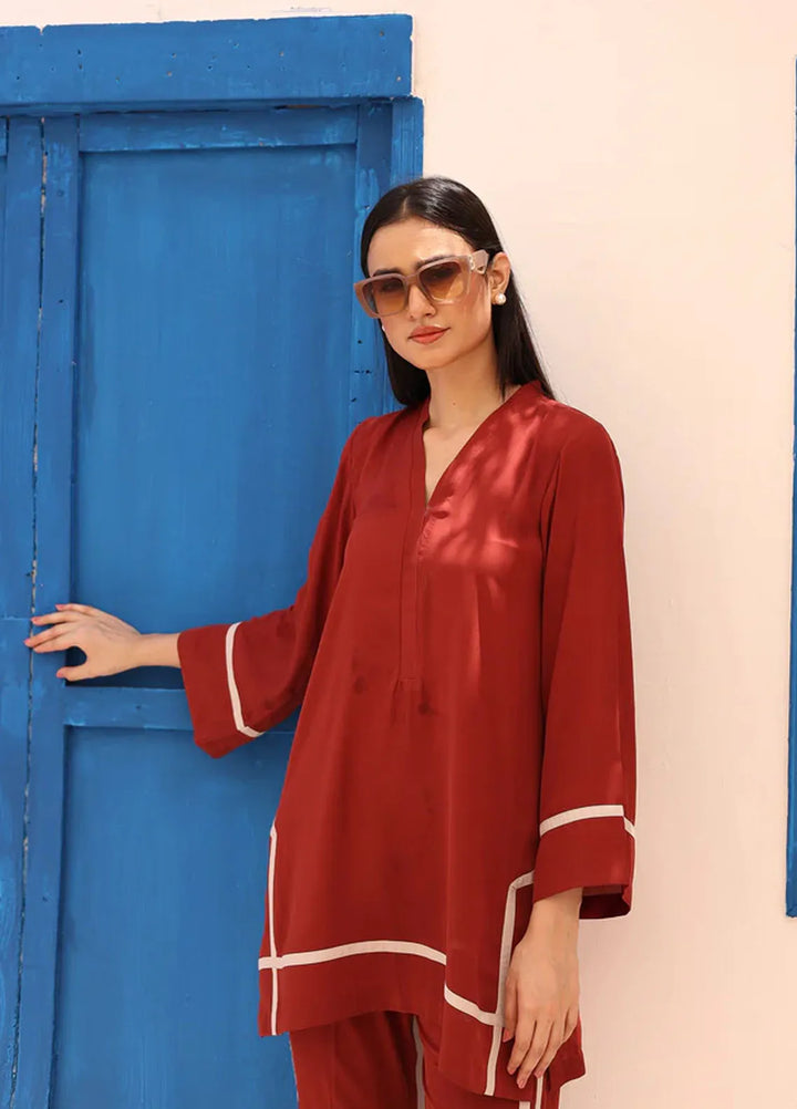 Wearik Pret Casual Georgette 2 Piece Suit Tabasco