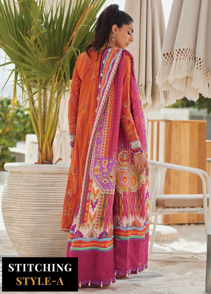 Wes by Farah Talib Embroidered Lawn Suits Unstitched 3 Piece FTA25WL FTA-01 Rita Rust - Luxury Collection