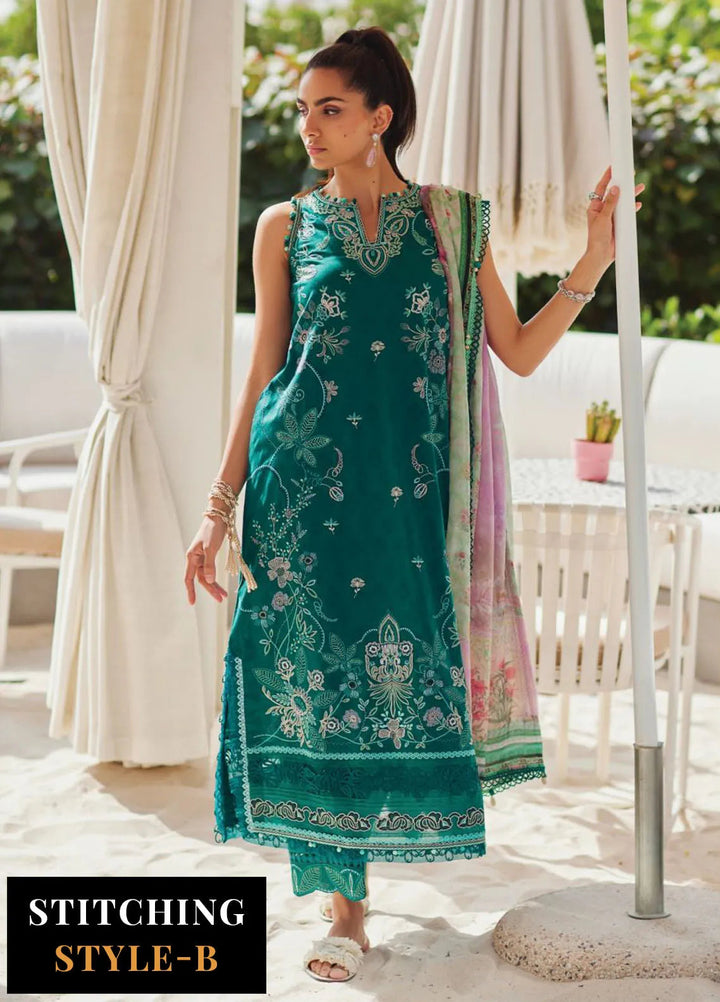 Wes by Farah Talib Embroidered Lawn Suits Unstitched 3 Piece FTA25WL FTA-04 Eileen Emerald - Luxury Collection