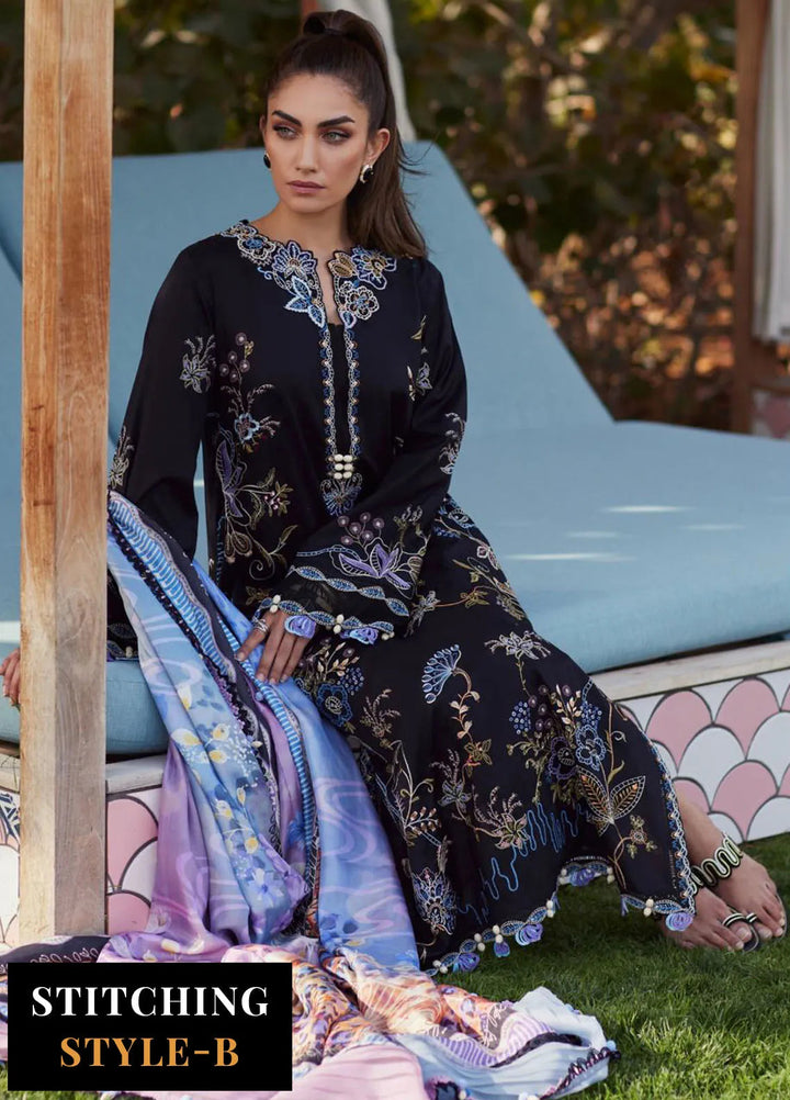 Wes by Farah Talib Embroidered Lawn Suits Unstitched 3 Piece FTA25WL FTA-05 Belle Black - Luxury Collection
