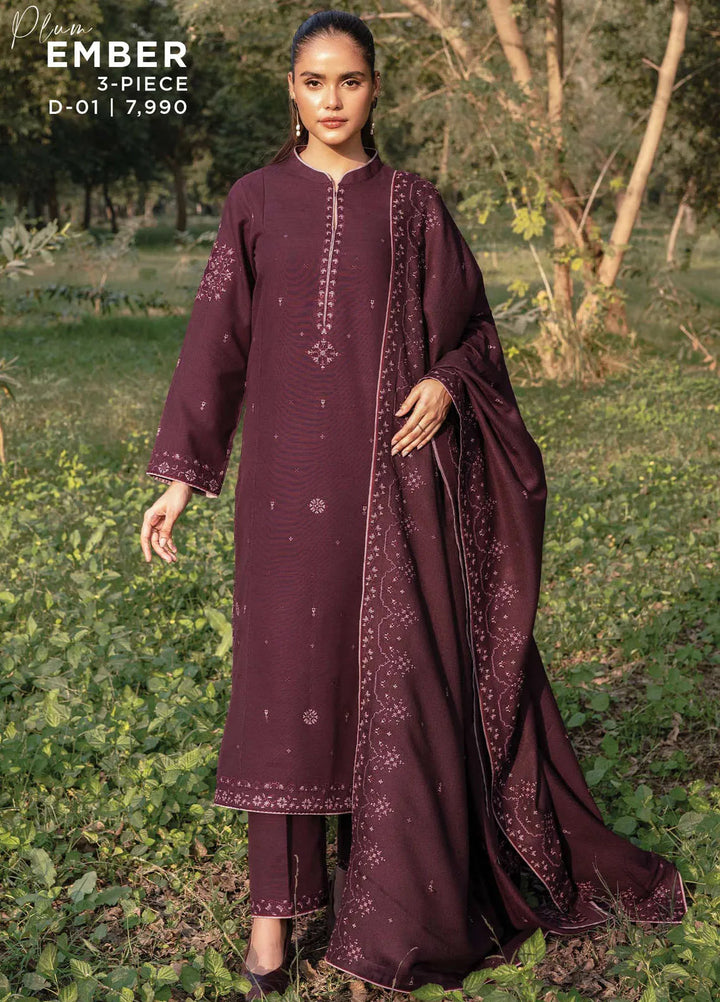 Whisper Garden by Seran Embroidered Khaddar Suit Unstitched 3 Piece SRN24WG D-01 Ember - Winter Collection