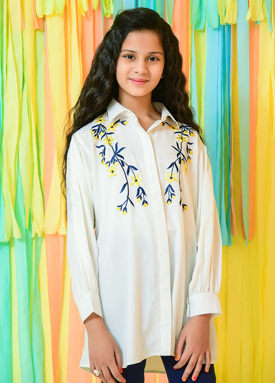Ochre Top for Girls - White Georgette Top OWT-384