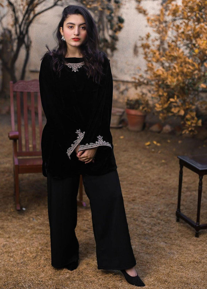 PSK Couture Pret Premium Velvet 3 Piece Suit MIDNIGHT BLACK