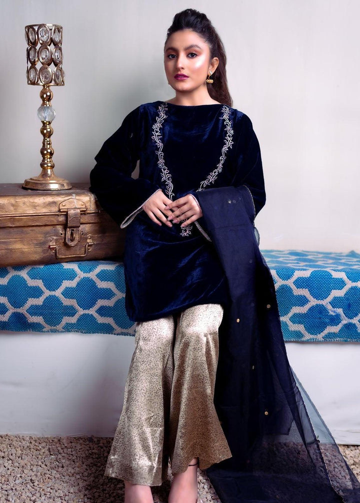 PSK Couture Pret Premium Velvet 3 Piece Suit THE PEACOCK