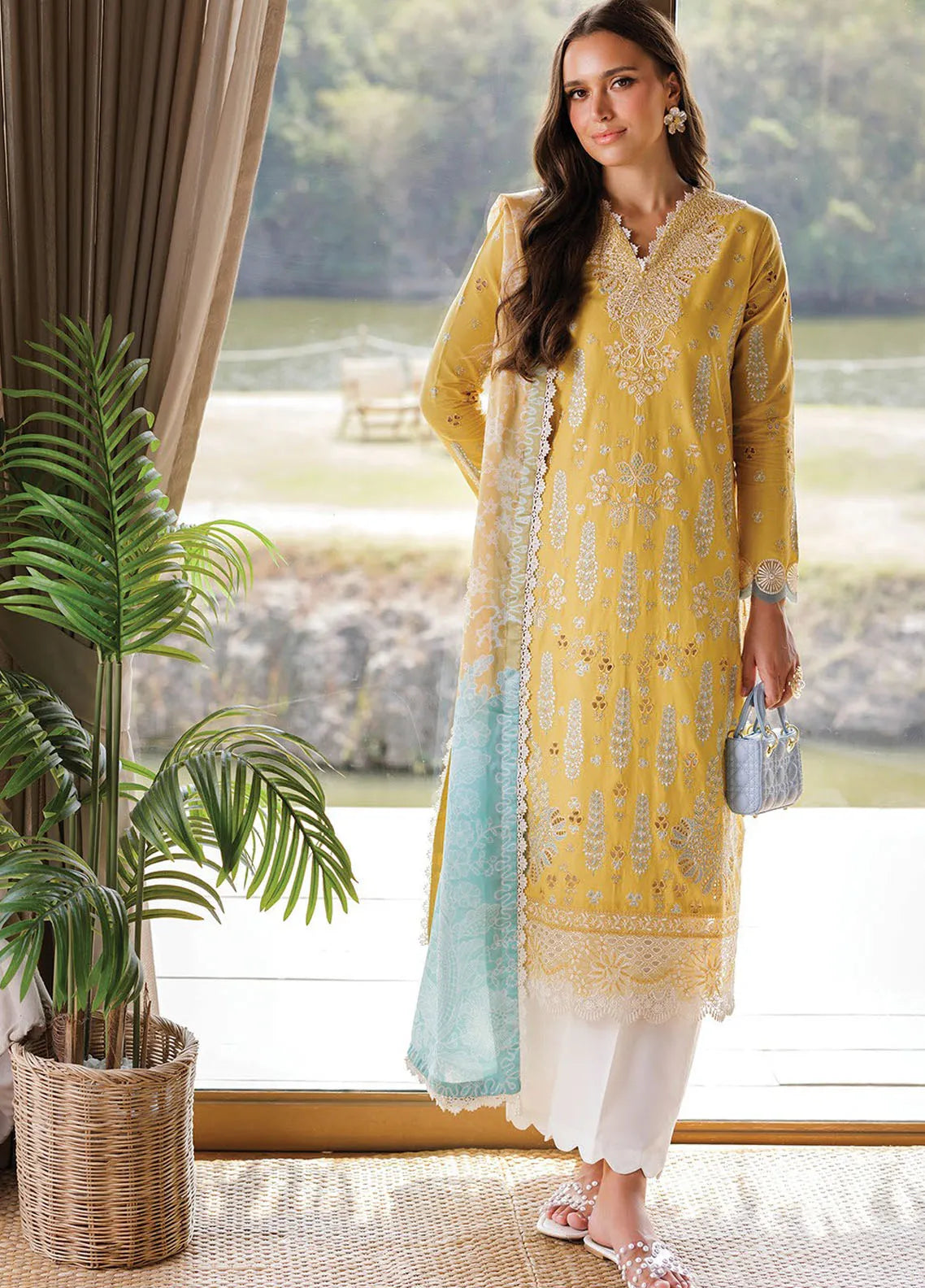 Xenia Printed Lawn Suits Unstitched 3 Piece XE25PL D-09 Luna - Summer Collection