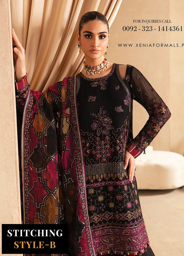 Yesfir By Xenia Formal Embroidered Chiffon Suits Unstitched 3 Piece ZE24Y 10-Kaneel - Luxury Collection