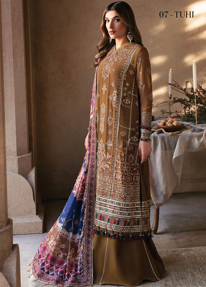 Yesfir By Xenia Formal Embroidered Chiffon Suits Unstitched 3 Piece ZE24Y 7-Tuhi - Luxury Collection