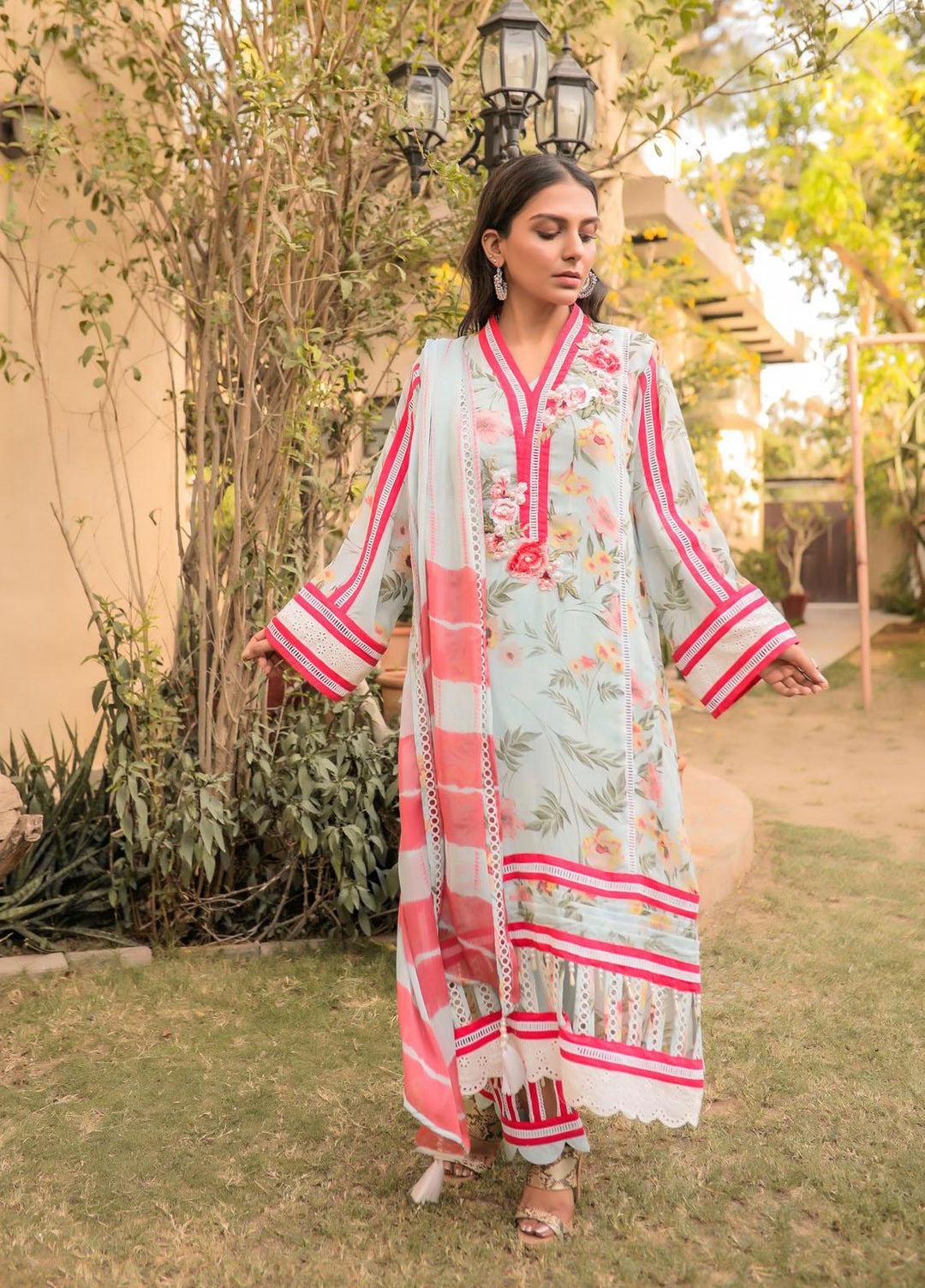 Yusra Ansari Pret  Chiffon 4 Piece Suit YA22LBK Yed-10 Sen