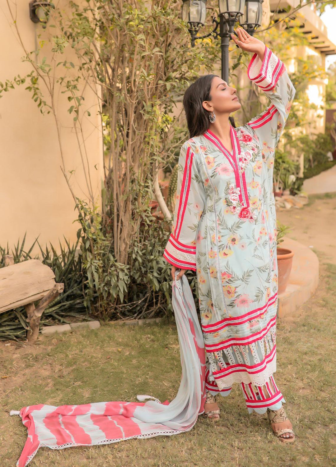 Yusra Ansari Pret  Chiffon 4 Piece Suit YA22LBK Yed-10 Sen