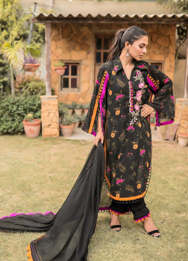 Yusra Ansari Pret  Chiffon 4 Piece Suit YA22LBK Yed-12 Leila