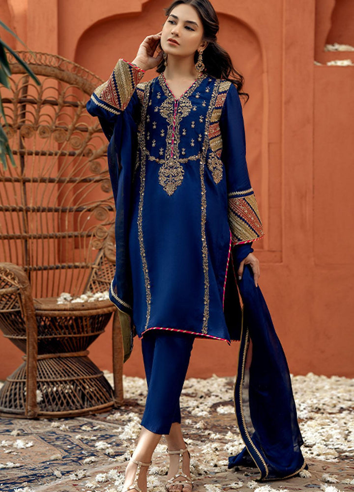 Zaaviay Luxury Pret  Raw Silk 3 Piece Suit ZV22BH NEELKAMAL