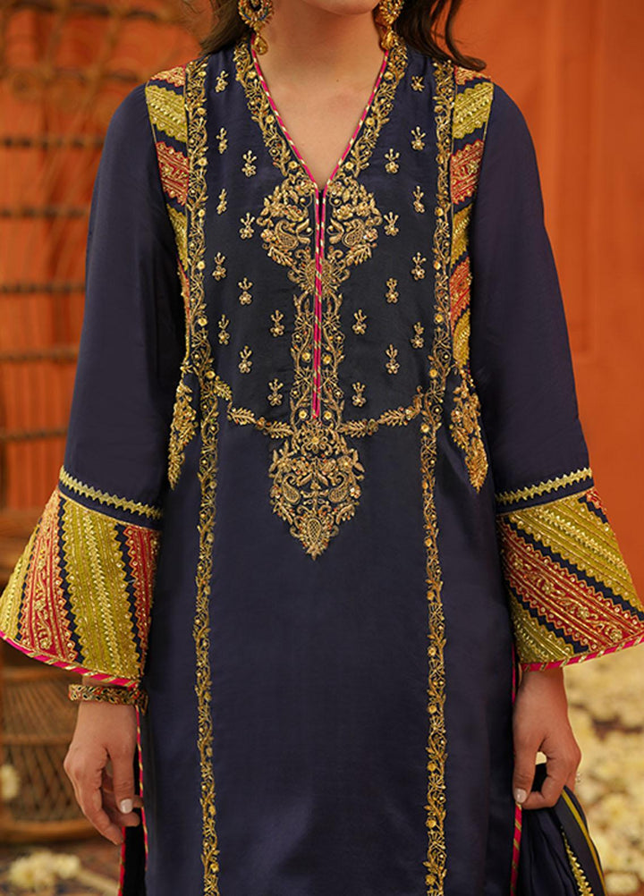 Zaaviay Luxury Pret  Raw Silk 3 Piece Suit ZV22BH NEELKAMAL