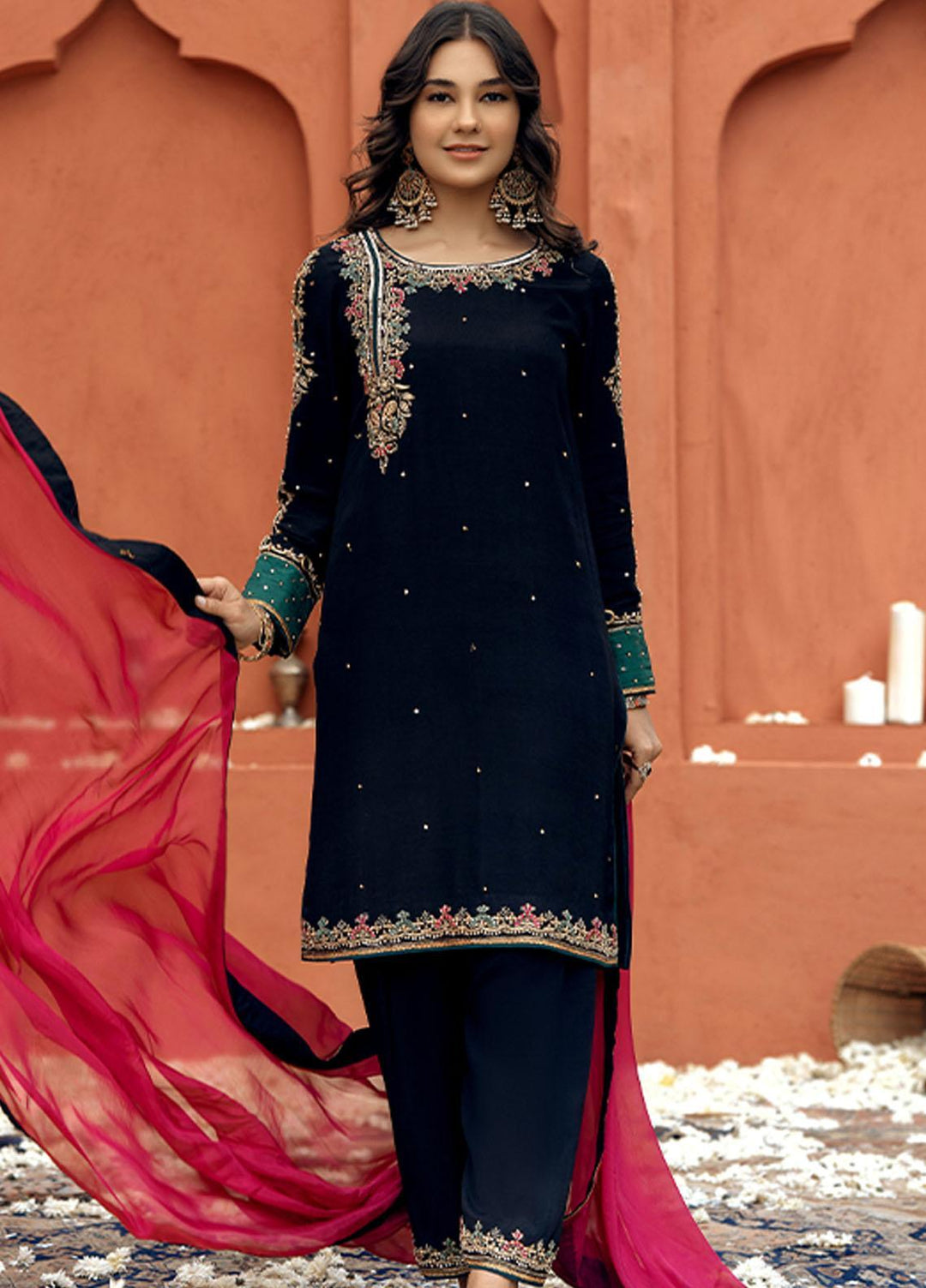 Zaaviay Luxury Pret  Raw Silk 3 Piece Suit ZV22BH RAAT KI RANI