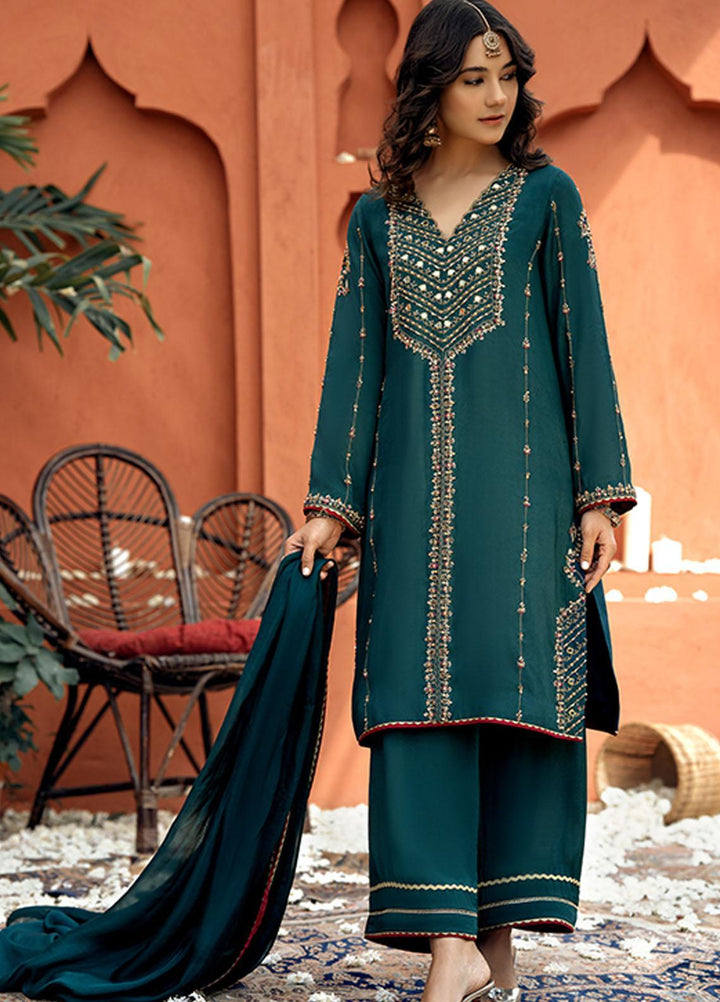 Zaaviay Luxury Pret  Raw Silk 3 Piece Suit ZV22BH SHEESHAM