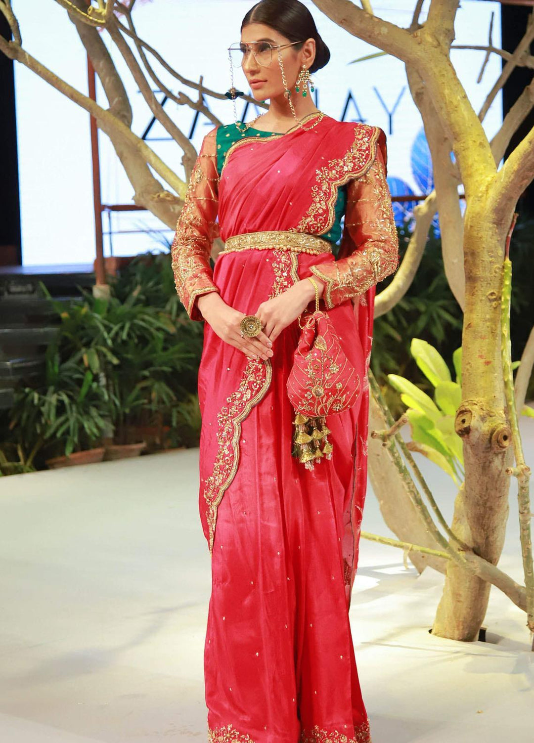 Zaaviay Luxury Pret Embroidered  3 Piece Suit KESARIYA