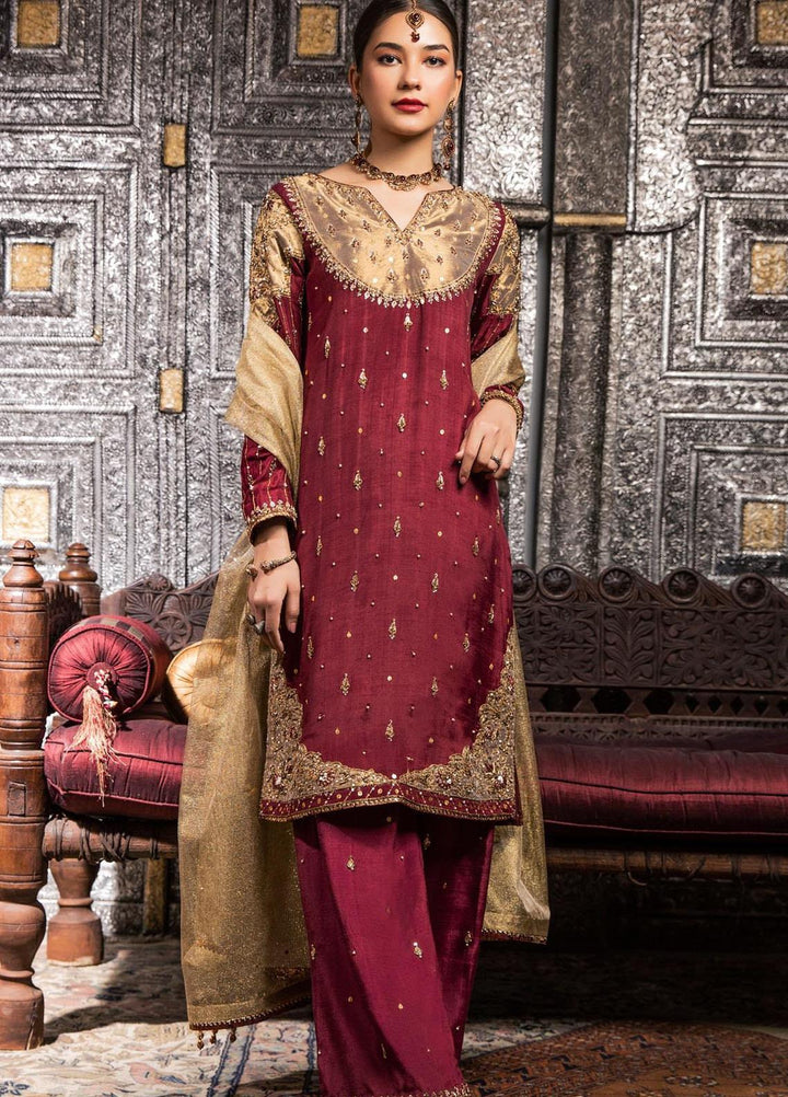 Zaaviay Embroidered Raw Silk Stitched 3 Piece Suit SAVAN