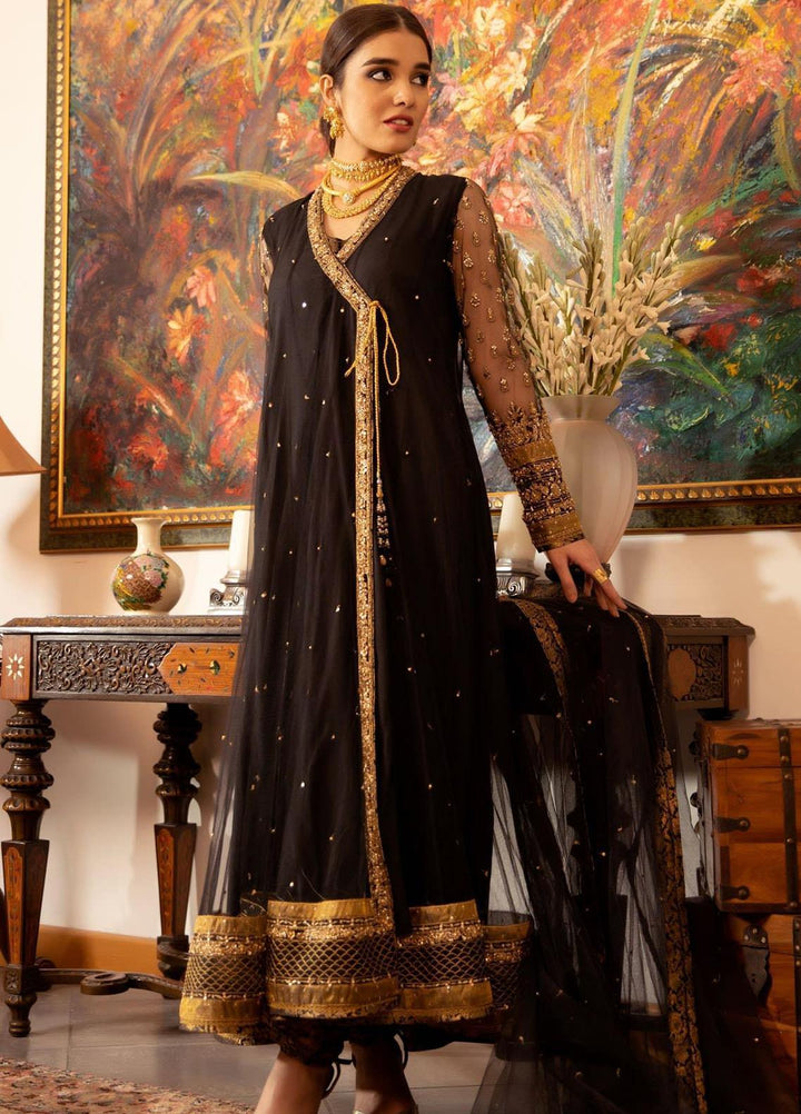 Zaaviay Embroidered Net Stitched 3 Piece Suit KALA DORIYA