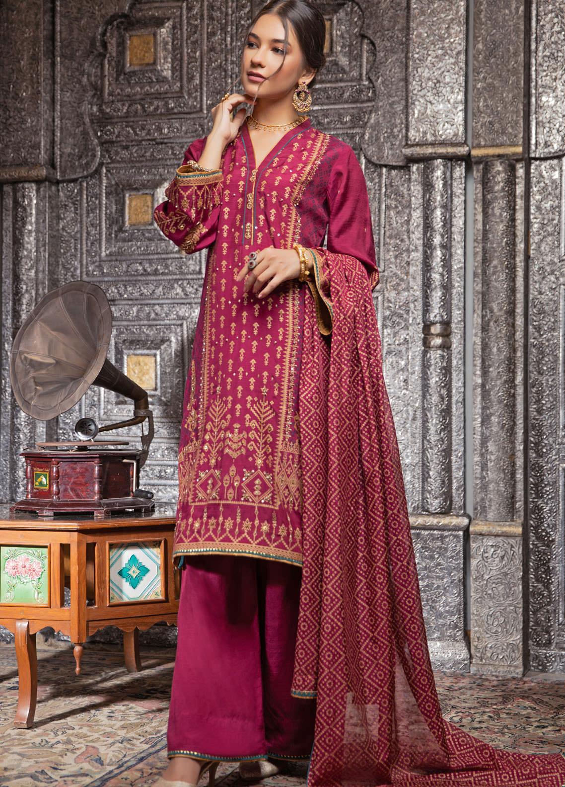 Zaaviay Pret Embroidered Raw Silk 3 Piece Suit Meesha