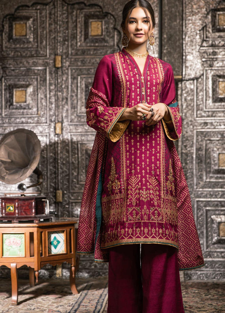 Zaaviay Embroidered Raw Silk Stitched 3 Piece Suit ZV21E 01-JUGNI