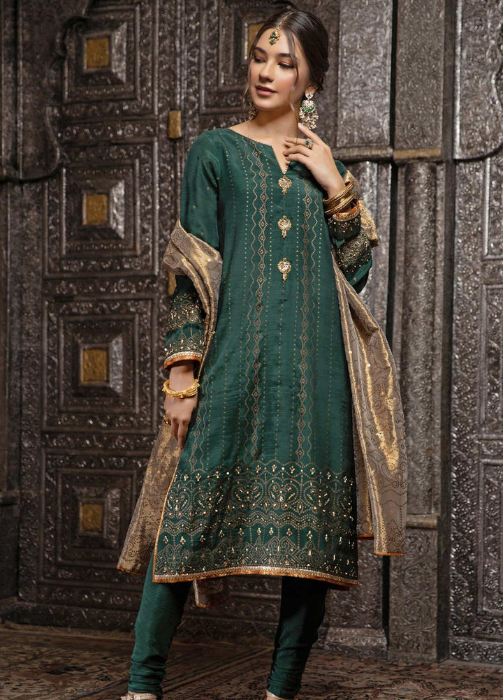 Zaaviay Embroidered Raw Silk Stitched 3 Piece Suit ZV21E 04-ORHNI