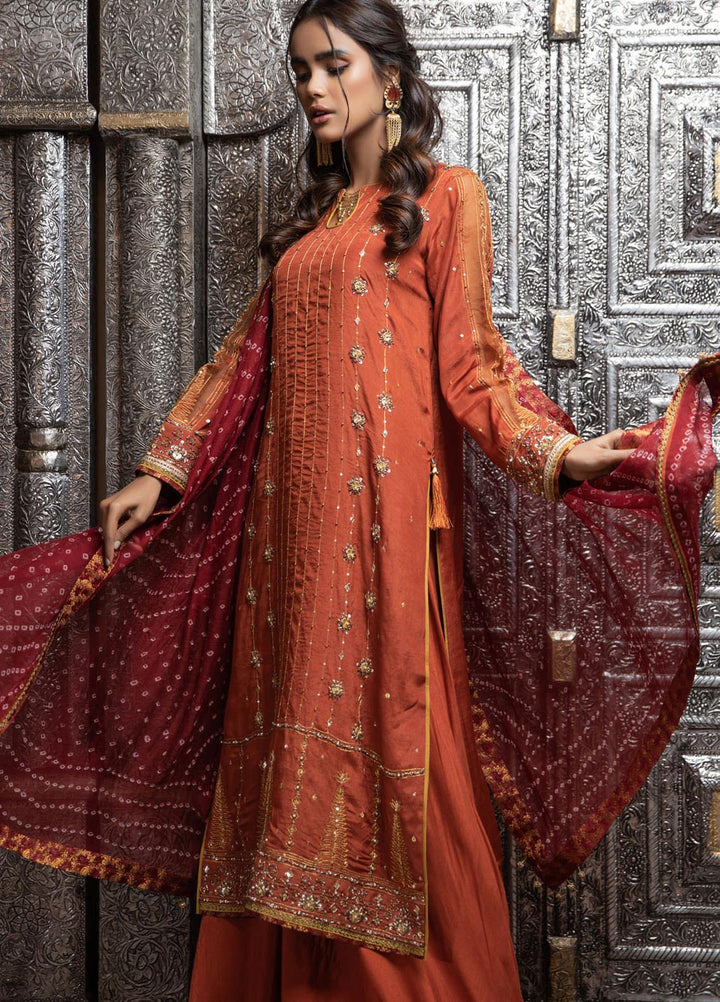 Zaaviay Embroidered Raw Silk Stitched 3 Piece Suit ZV21E 06-BANDHANI