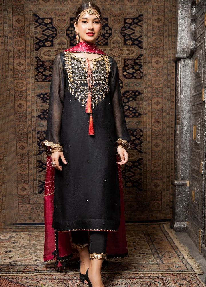 Zaaviay Pret Embroidered Khaadi Net 3 Piece Suit Jagmag