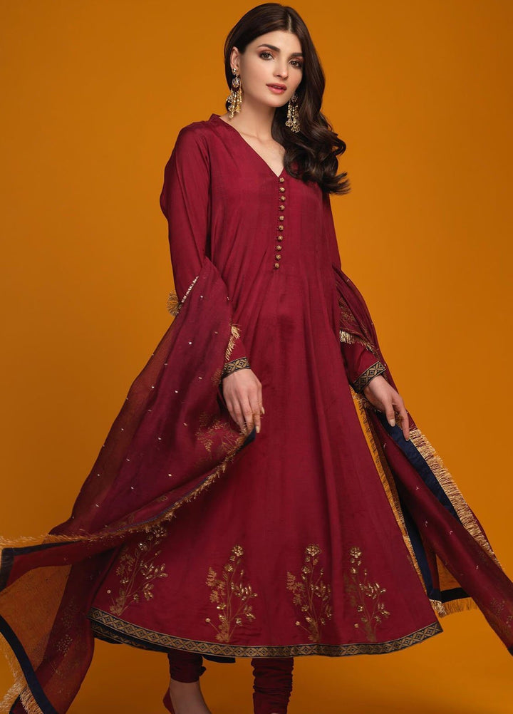 Zaaviay Pret Embroidered Raw Silk 3 Piece Suit Heer