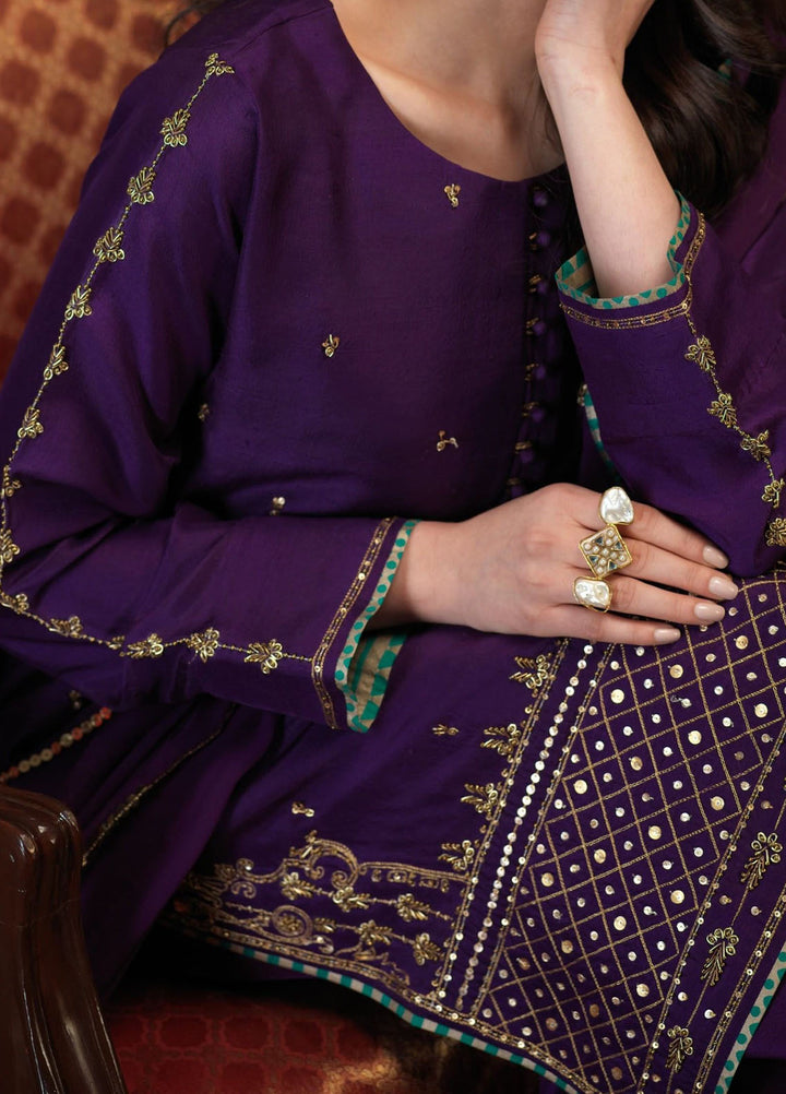 Zaaviay Pret Embroidered Raw Silk 3 Piece Suit Meher