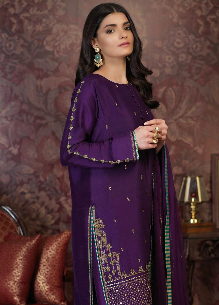 Zaaviay Pret Embroidered Raw Silk 3 Piece Suit Meher