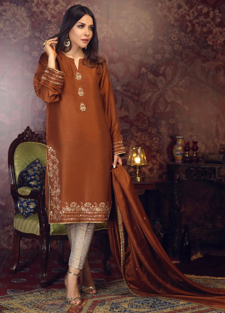 Zaaviay Pret Embroidered Raw Silk 3 Piece Suit Maya A