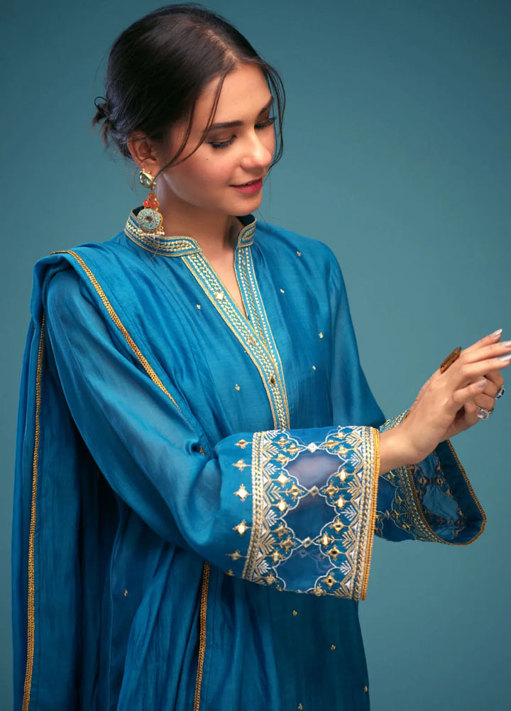 Zaaviay Pret Embroidered Raw Silk 3 Piece Suit Minza