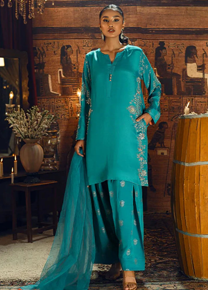 Zaaviay Pret Embroidered Raw Silk 3 Piece Suit Resut