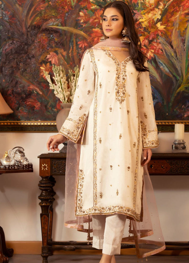 Zaaviay Pret Embroidered Raw Silk 3 Piece Suit Laung Da Lashkara