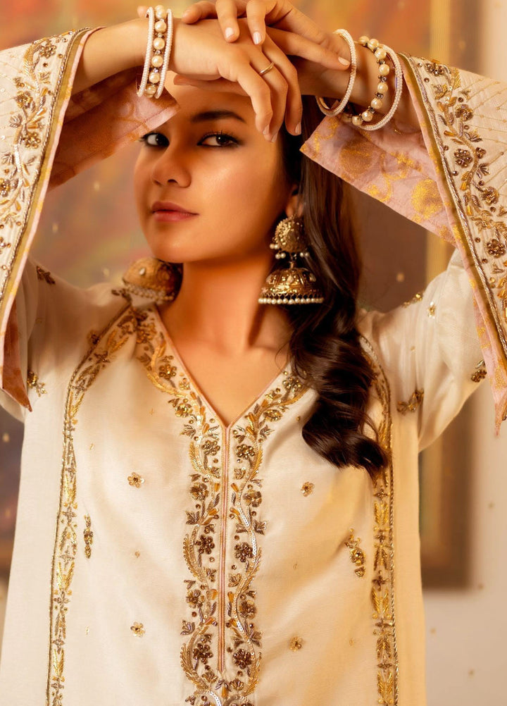 Zaaviay Pret Embroidered Raw Silk 3 Piece Suit Laung Da Lashkara