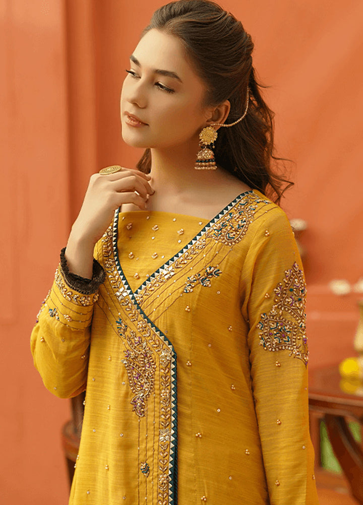Zaaviay Pret Embroidered Raw Silk 3 Piece Suit Soorajmukhi