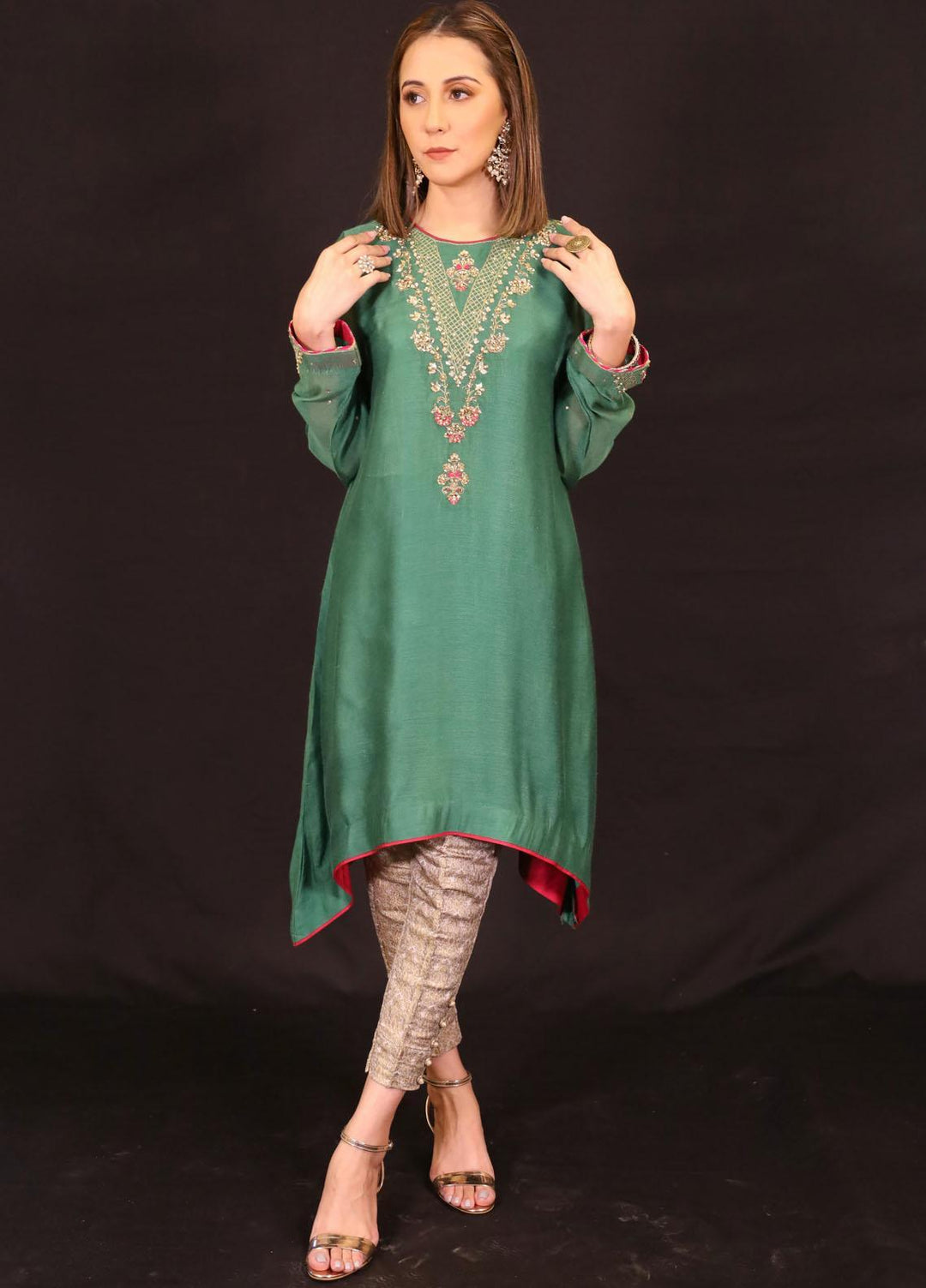 Zaaviay Festive Pret Khaadi Net Shirt Rang ZEC-010
