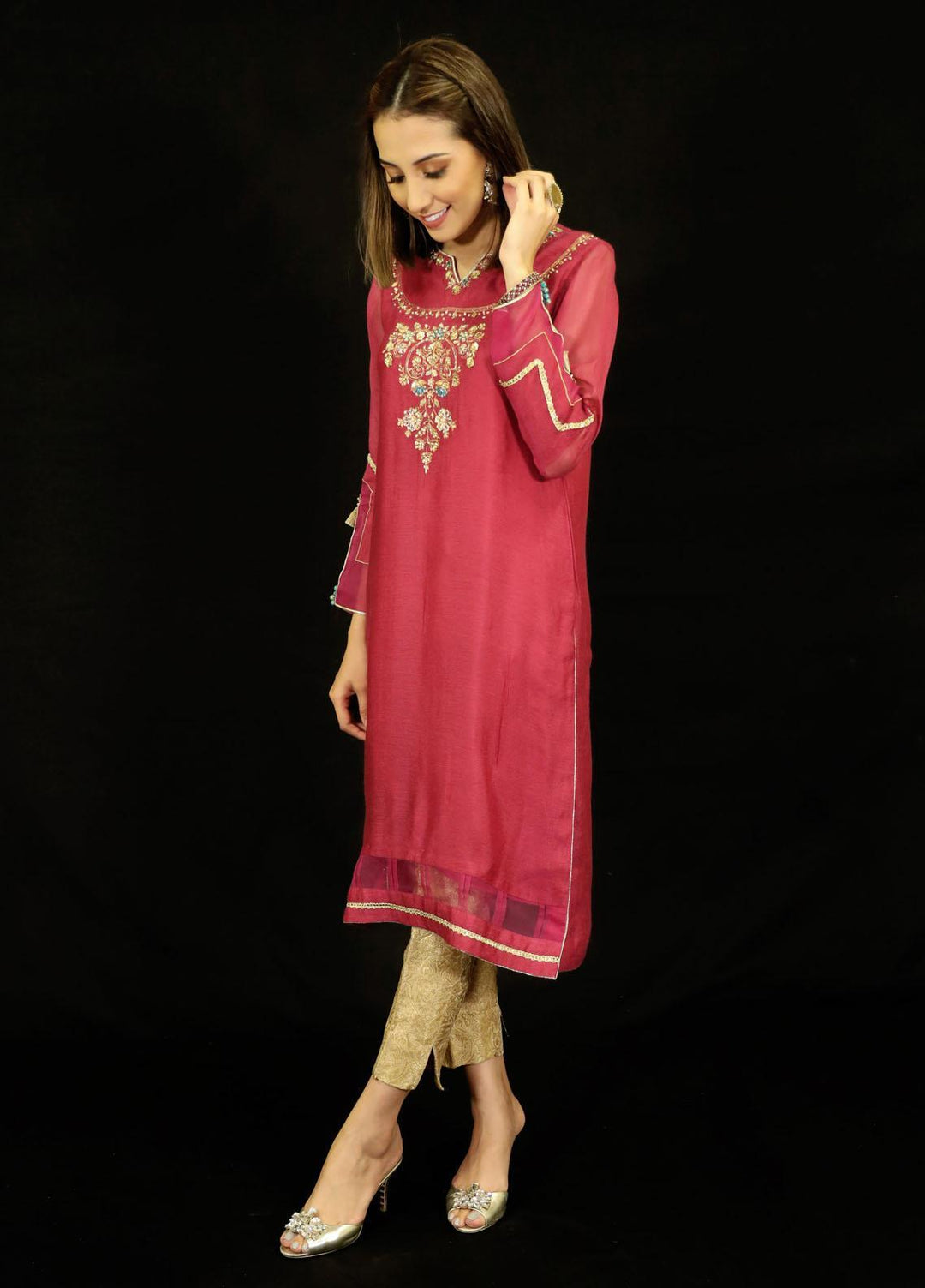 Zaaviay Festive Pret Khaadi Net Shirt Shokh ZEC-011