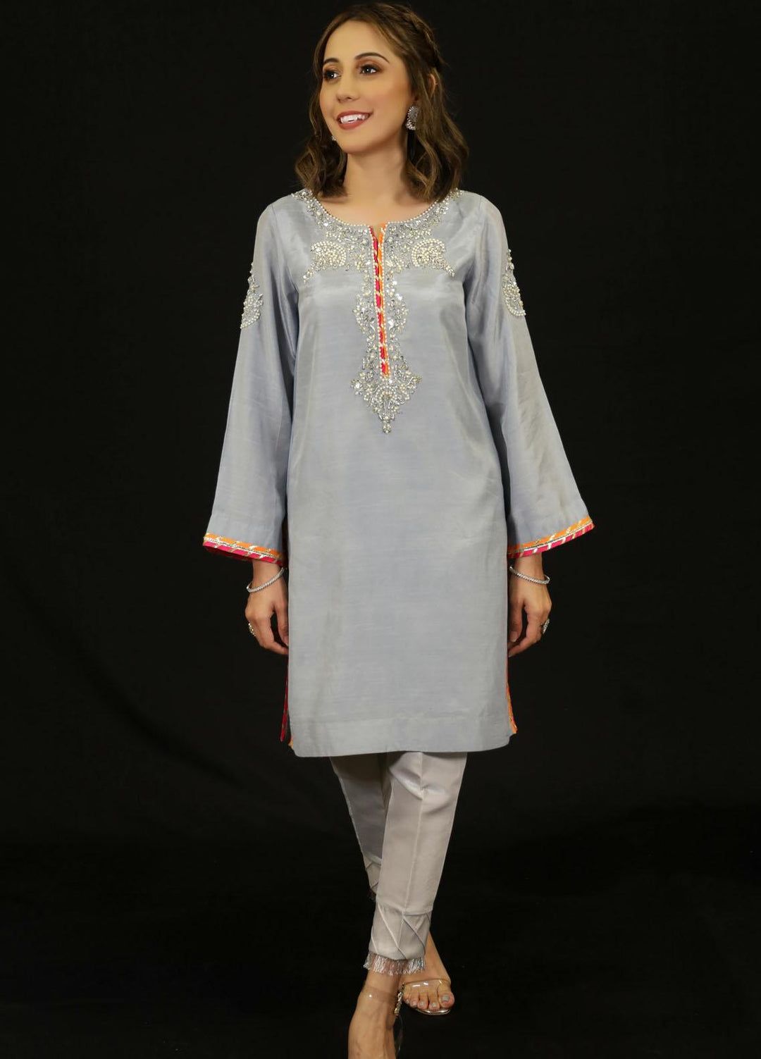 Zaaviay Festive Pret Raw Silk Shirt Pinhaan ZNL-004