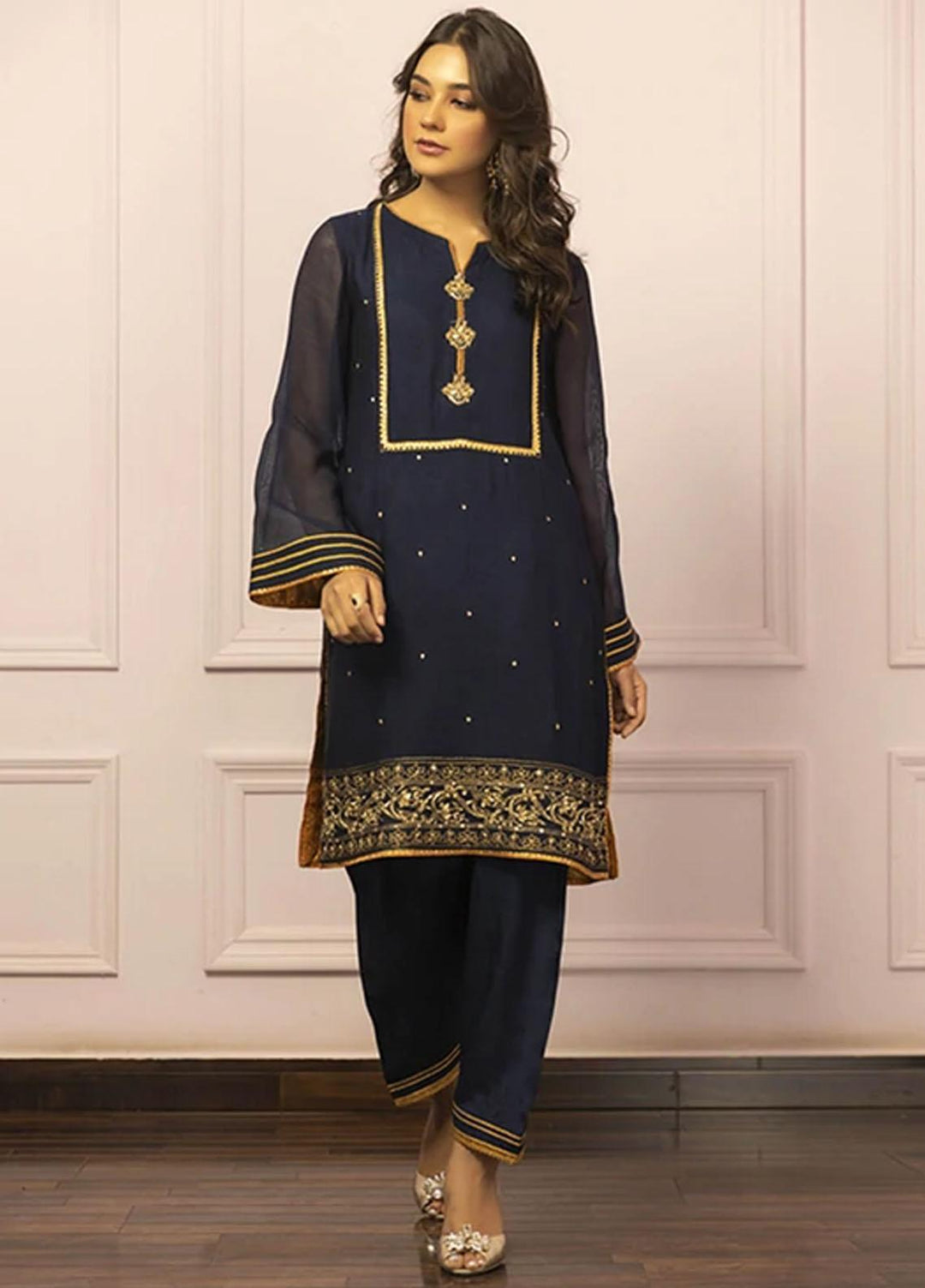 Zaaviay Luxury Pret Khaadi Net 2 Piece Dress ZV22PF NEELA