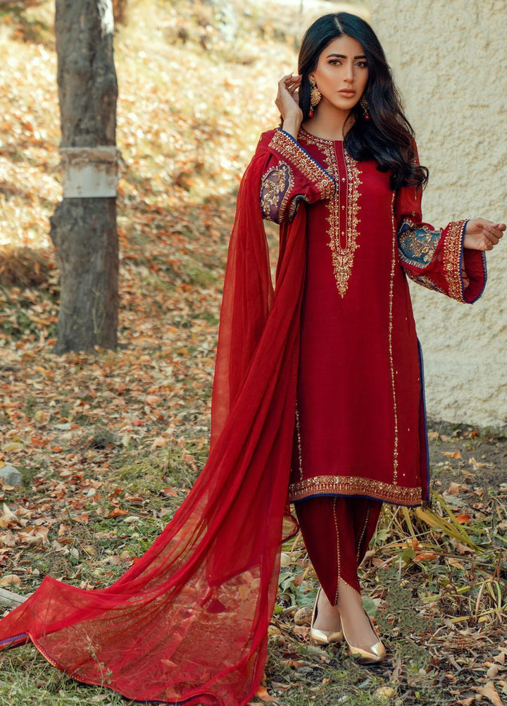 Zaaviay Luxury Pret  Raw Silk 3 Piece Dress ZV21PF SANEM ZVS-005