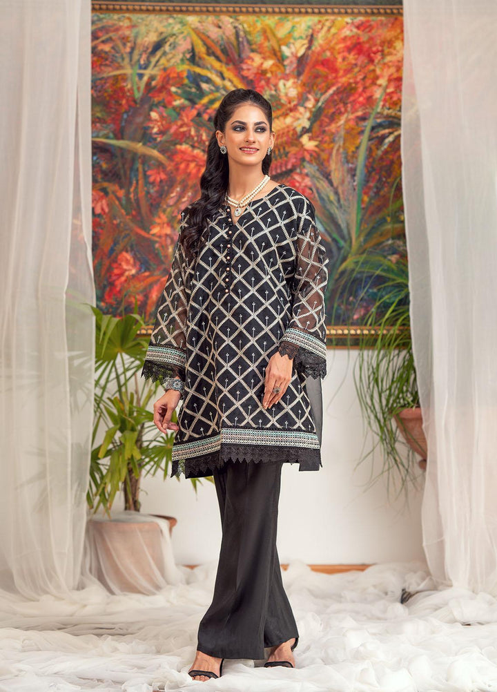 Zaaviay Luxury Pret Embroidered Organza 2 Piece Dress ZV22OG EBONY