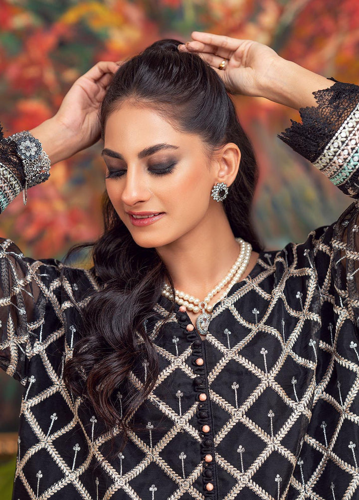 Zaaviay Luxury Pret Embroidered Organza 2 Piece Dress ZV22OG EBONY