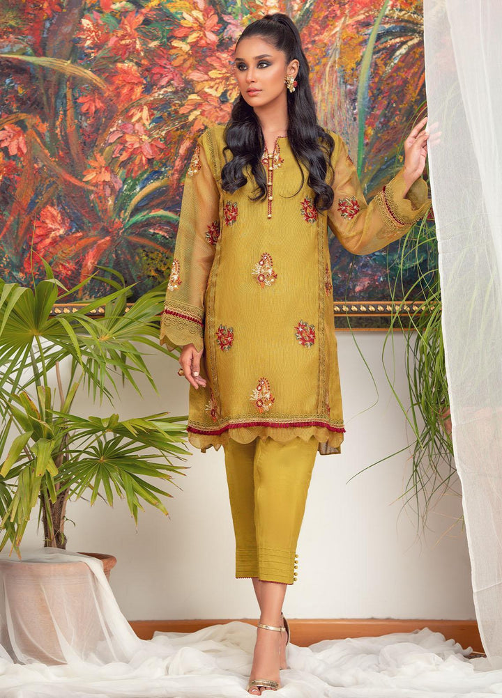 Zaaviay Luxury Pret Embroidered Organza 2 Piece Dress ZV22OG FERN