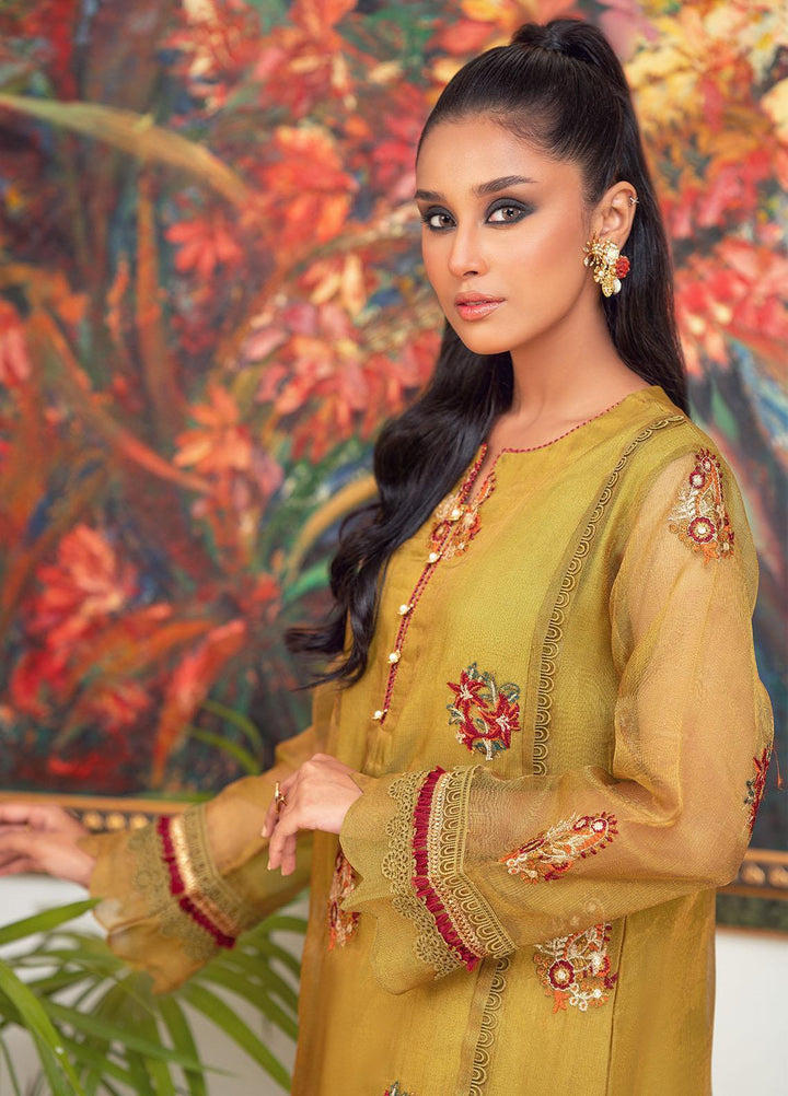 Zaaviay Luxury Pret Embroidered Organza 2 Piece Dress ZV22OG FERN