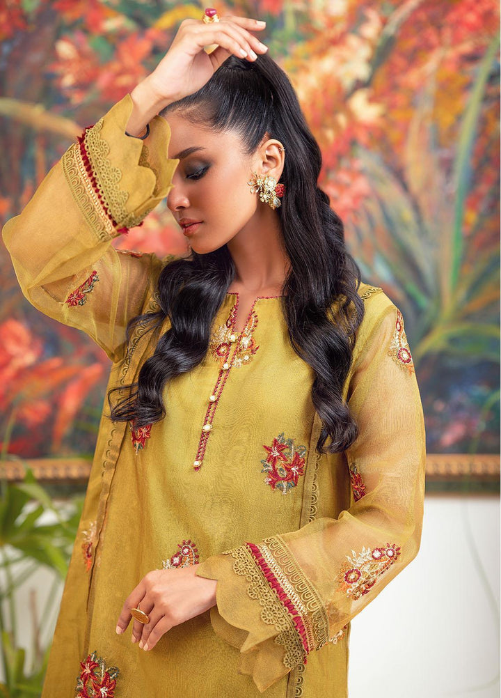 Zaaviay Luxury Pret Embroidered Organza 2 Piece Dress ZV22OG FERN